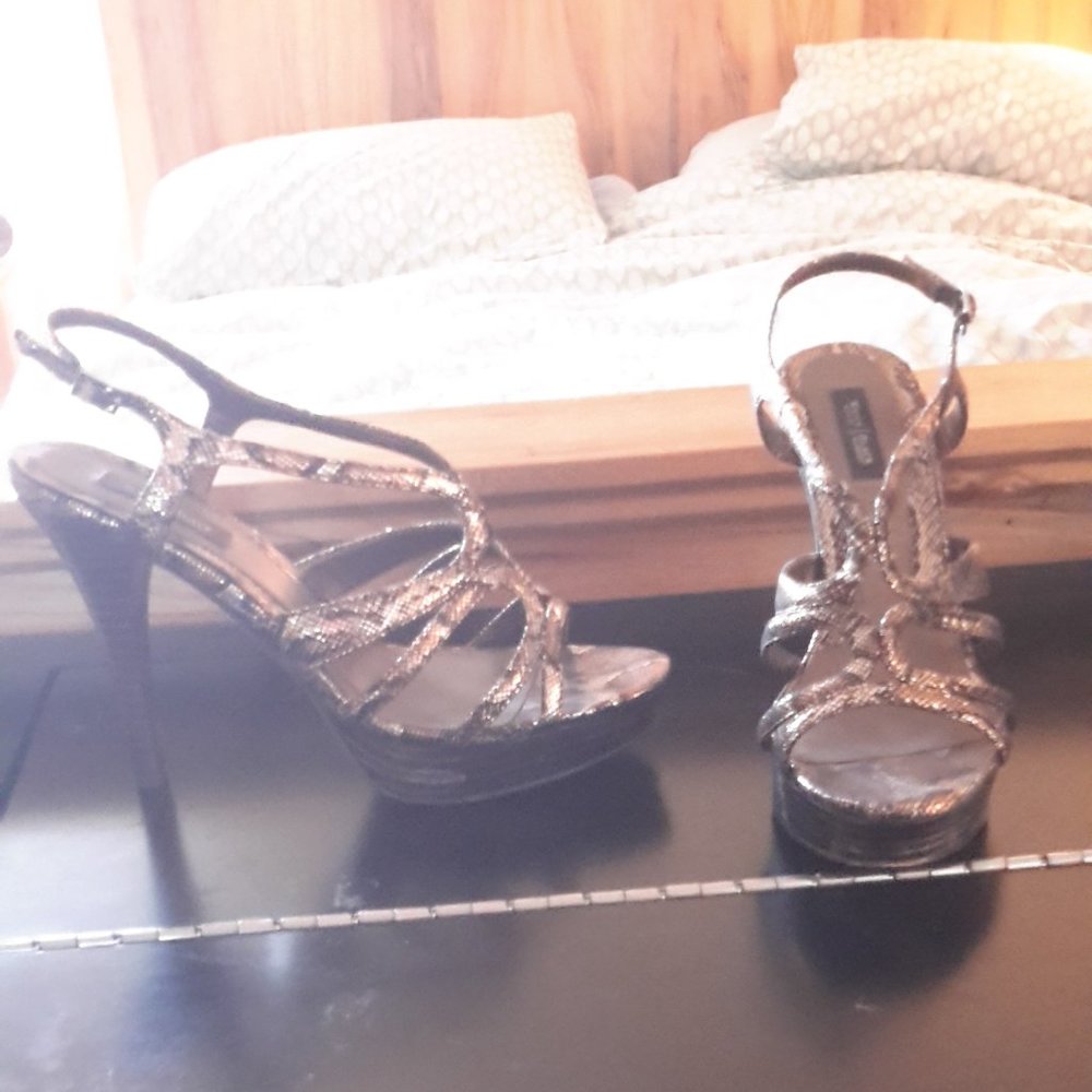 WHBM Sexy Strappy Snakeskin heels